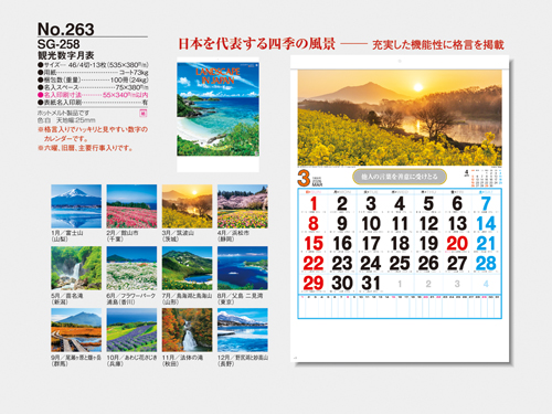 NO.263（SG-258）　観光数字月表